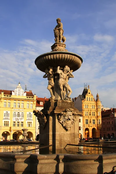 Samson fountain in the Czech Budejovice — Stock Photo, Image
