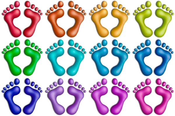 Kleurrijke voetafdrukken-1 — Stockfoto