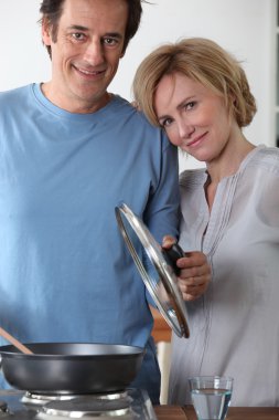 Couple cooking clipart