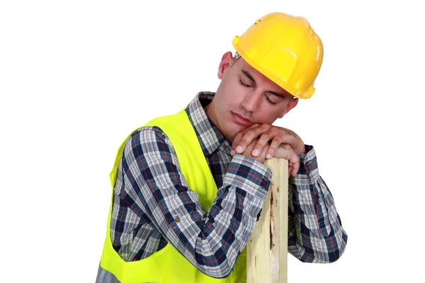 Trabalhador da construção dormindo — Fotografia de Stock