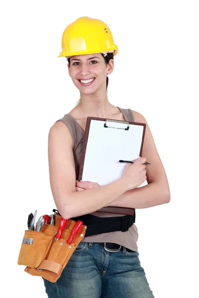 Trabajador sosteniendo un portapapeles —  Fotos de Stock