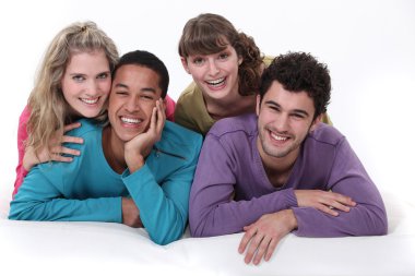 A group of young hanging out together clipart
