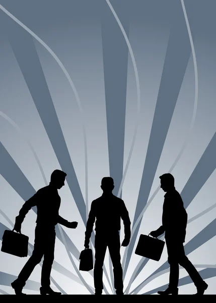 Black male silhouettes carrying briefcase against gray striped background — Stock Photo, Image