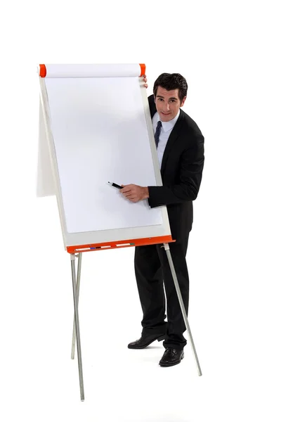 Man with flipboard — Stock Photo, Image