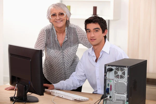 Portrait of a grandmother and grandson — Stock Photo, Image