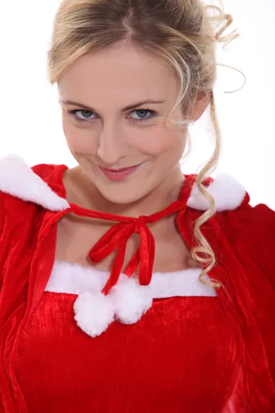 Donna in costume da Babbo Natale — Foto Stock
