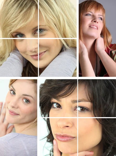 Eine Collage junger und attraktiver Frauen — Stockfoto