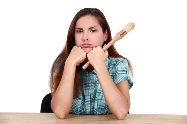 A angry female painter. — Stock Photo, Image