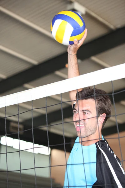 Volley topu oyuncu eylemi — Stok fotoğraf