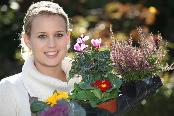 Ung kvinnlig trädgårdsmästare — Stockfoto