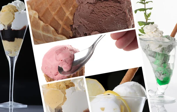 アイスクリームのテーマにしたコラージュ — ストック写真