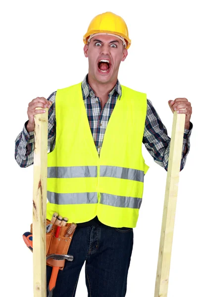 Trabalhador da construção louco — Fotografia de Stock