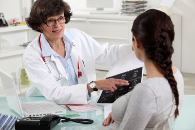 Female doctor with patient clipart