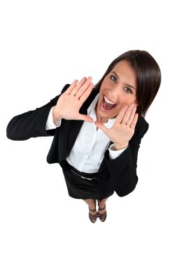 Businesswoman playing the fool clipart