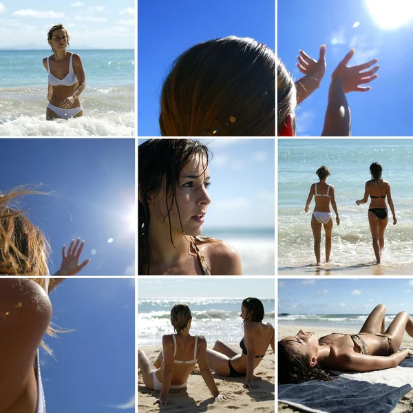 Unga kvinnor på semester till havs — Stockfoto