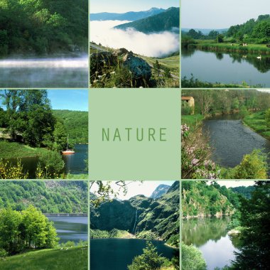 Collage of green landscapes clipart