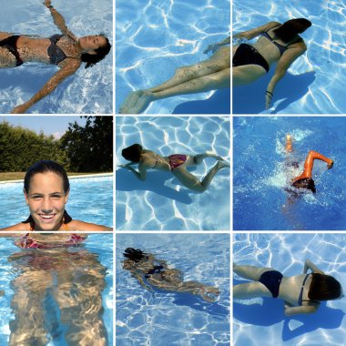 Young woman in the swimming pool clipart