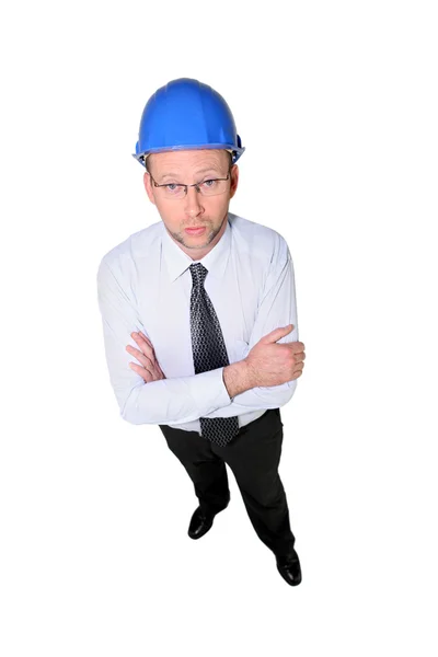 Studio shot of a man in a hardhat — Stock Photo, Image