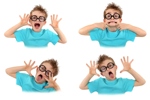 Criança puxando rostos — Fotografia de Stock