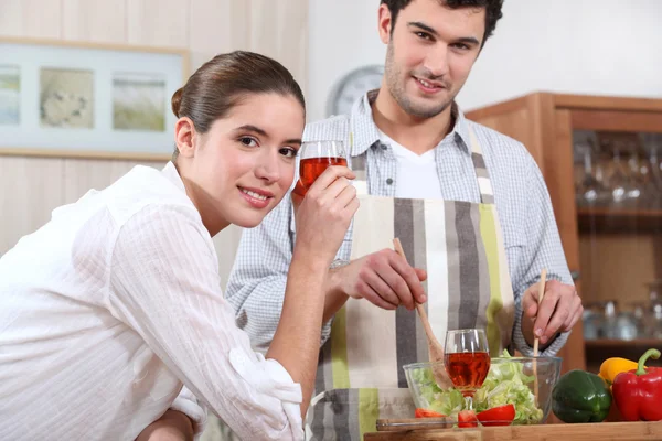 stock image Couple making a dinner