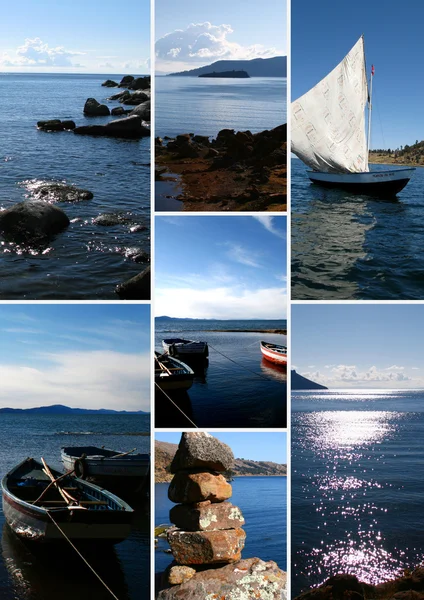 Stock image Boats sailing on the sea, collage