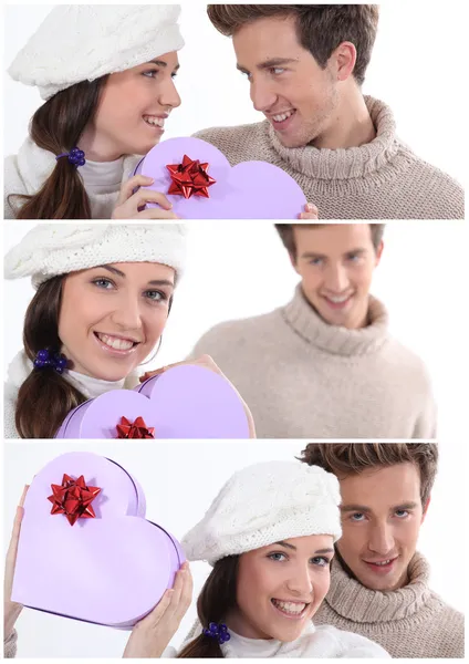 Collage of a couple on Valentine's Day — Stock Photo, Image