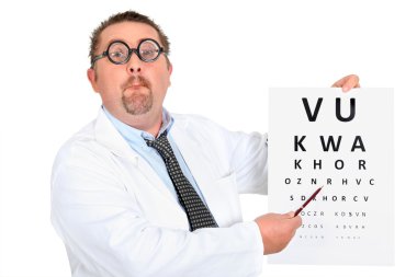 Eye doctor with an eye chart clipart