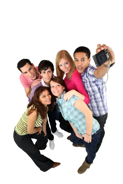 Grupo de jóvenes fotografiando — Foto de Stock