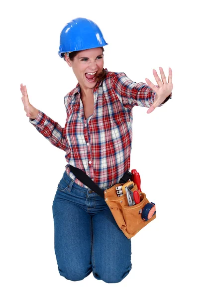 Craftswoman in a good mood — Stock Photo, Image