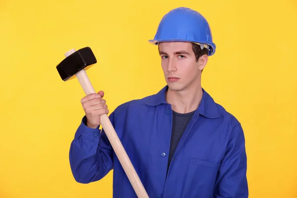 Ein Handarbeiter mit dem Vorschlaghammer. — Stockfoto