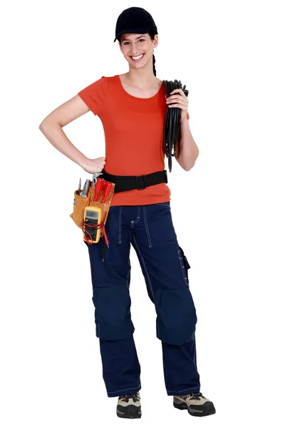 Žena elektrikář. — Stock fotografie