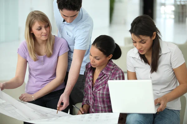 Teamwork in architect's office — Stock Photo, Image