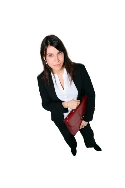 Full length studio shot of a woman with a briefcase — Stock Photo, Image