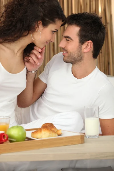 Couple having nice breakfast — Stok fotoğraf