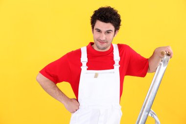 Decorator with a stepladder clipart