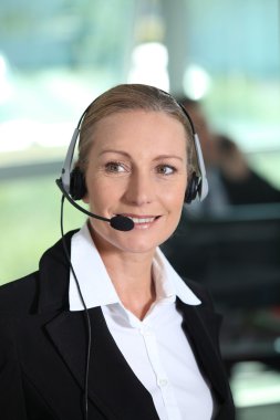 Woman with headset clipart