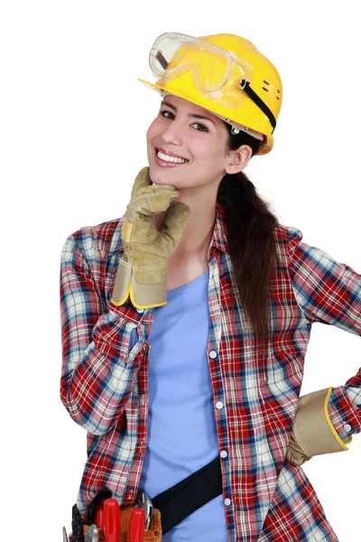 Happy female carpenter — Stock Photo, Image