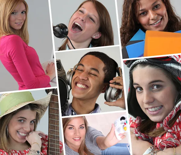 Eine Collage von Jugendlichen — Stockfoto