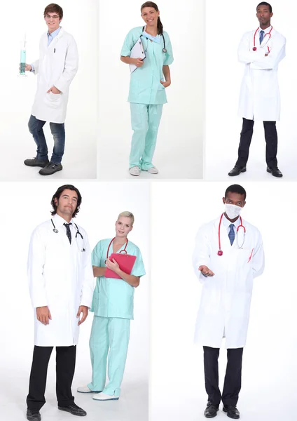 白い背景の上に立って医療スタッフ — ストック写真