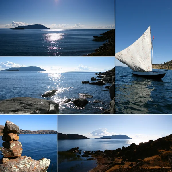 stock image Montage of blue sea vacation shots