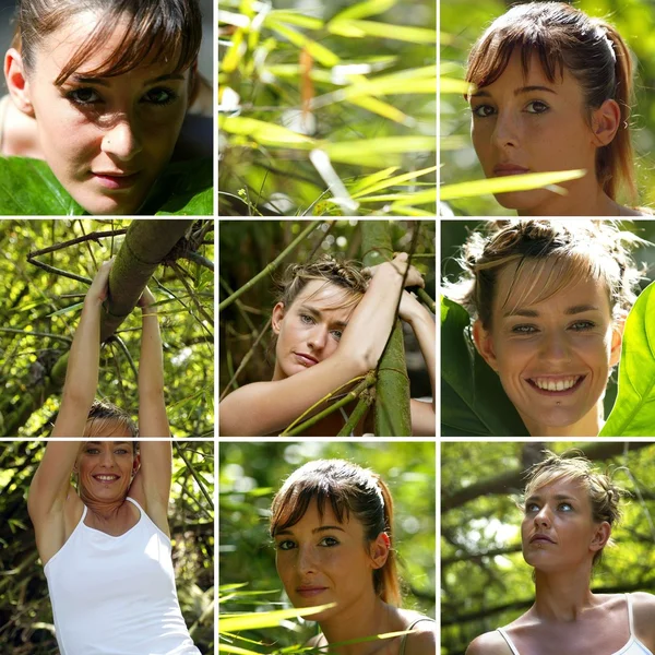 在一片竹林中妇女构成 — 图库照片