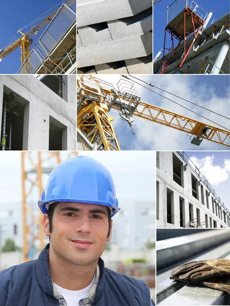 Lavori di costruzione collage — Foto Stock