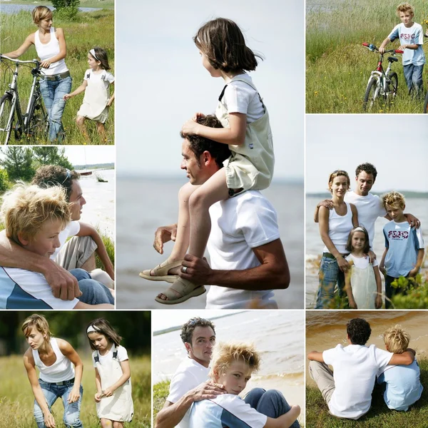 Collage de una familia en el campo —  Fotos de Stock