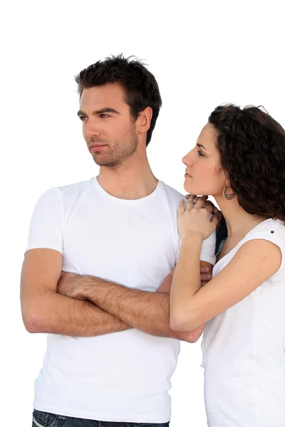 Couple en t-shirts blancs — Photo
