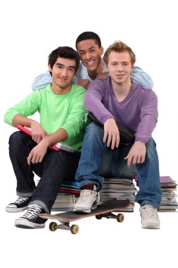 Group of male students clipart