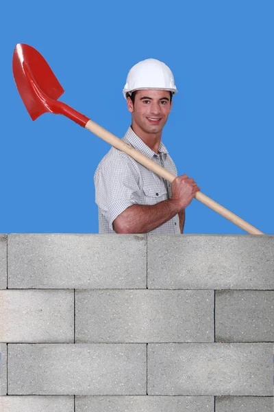 Builder egy lapáttal — Stock Fotó