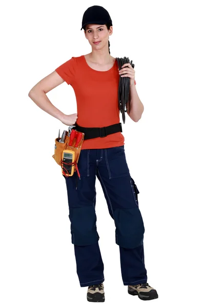 Woman electrician Stock Photo