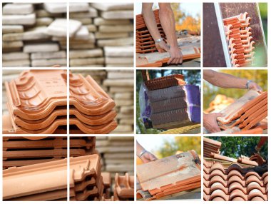 Mosaic of terracotta roof tiles clipart