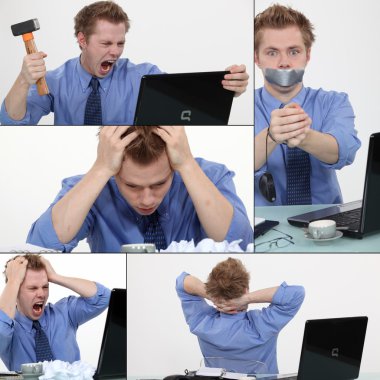 Collage of a frustrated man clipart