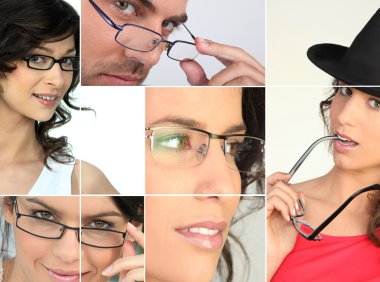 Men and women wearing glasses clipart